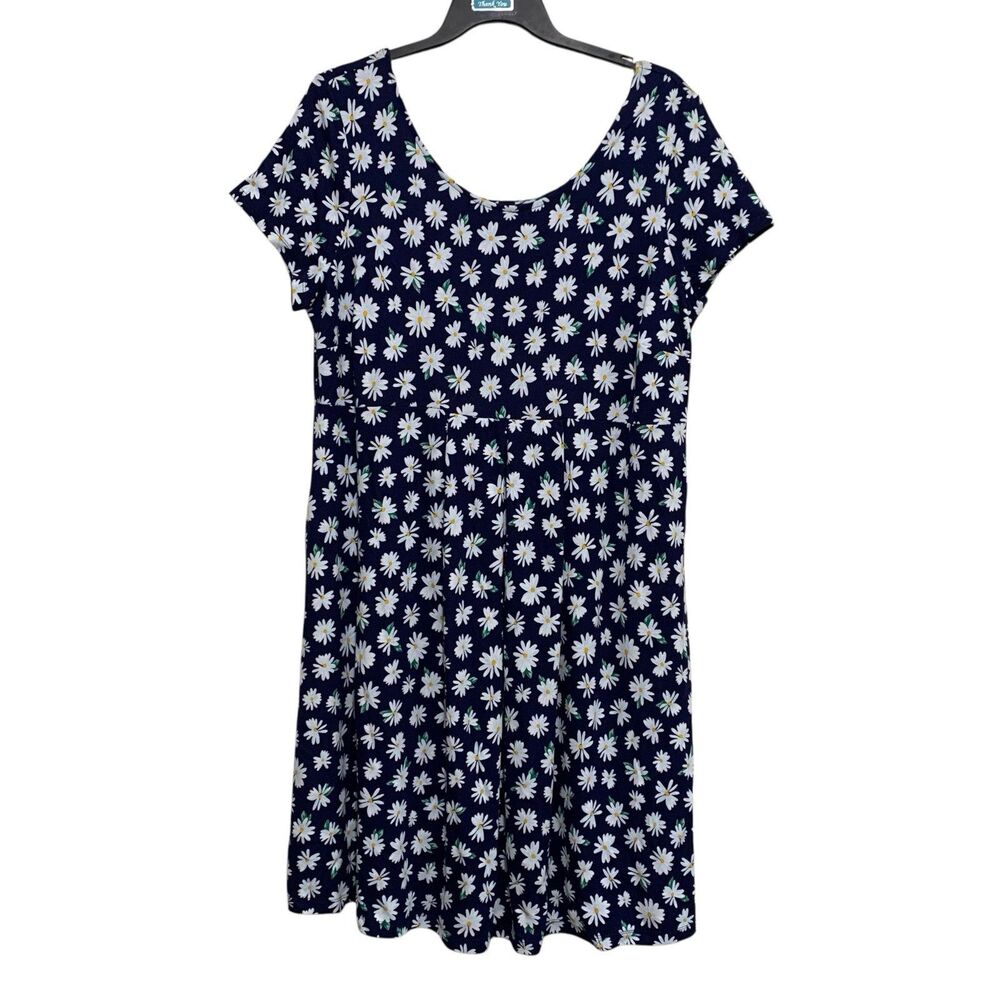 Old Navy Maternity Dress Womens Size XXL Blue Daisy Print Short Sleeve Knit